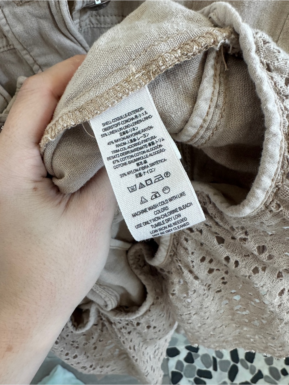 Free People Emilia Utility Jacket with lace trim & tie waist details - size L - Picture 7 of 9